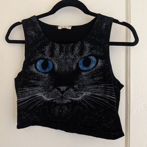 Cat tank crop top